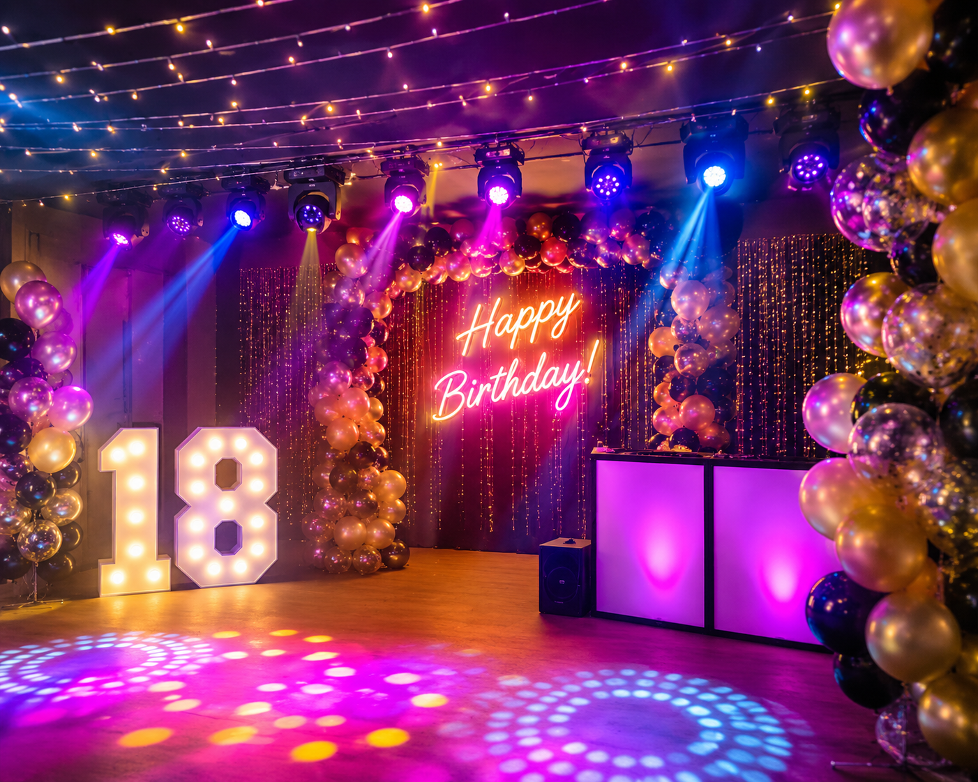 birthday party lights for hire